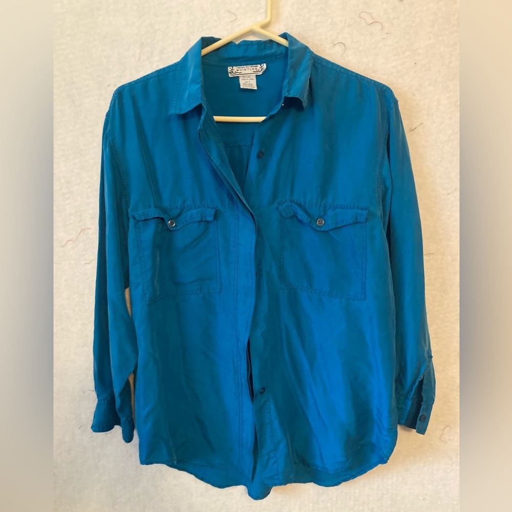 Compagnie Internationale Whistles Small Teal Silk Blouse